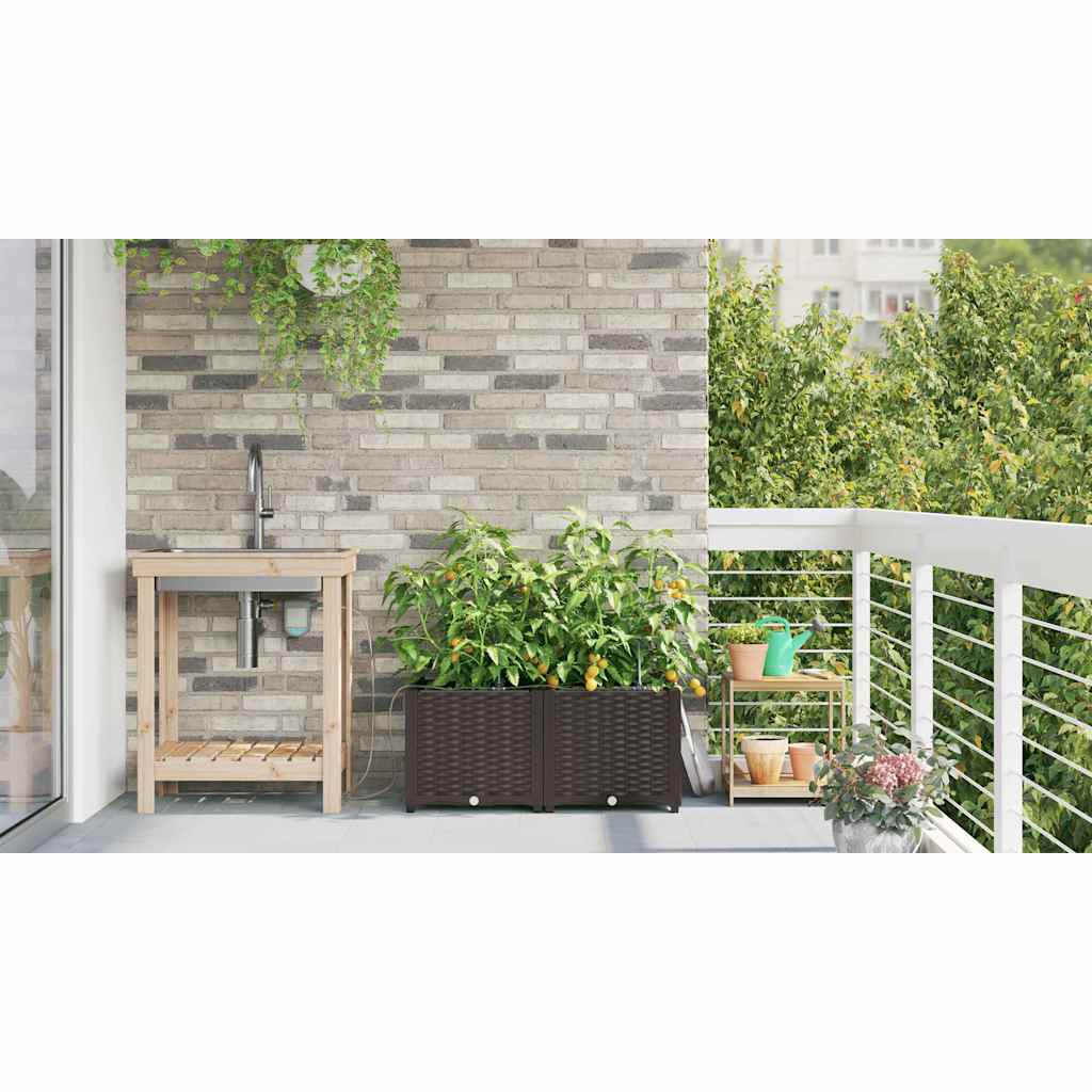 Hageblomsterpotte 2 pcs Brun 80 x 40 x 37,5 cm Plast