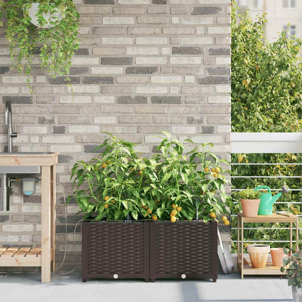 Hageblomsterpotte 2 pcs Brun 80 x 40 x 37,5 cm Plast