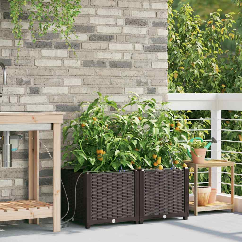 Hageblomsterpotte 2 pcs Brun 80 x 40 x 37,5 cm Plast