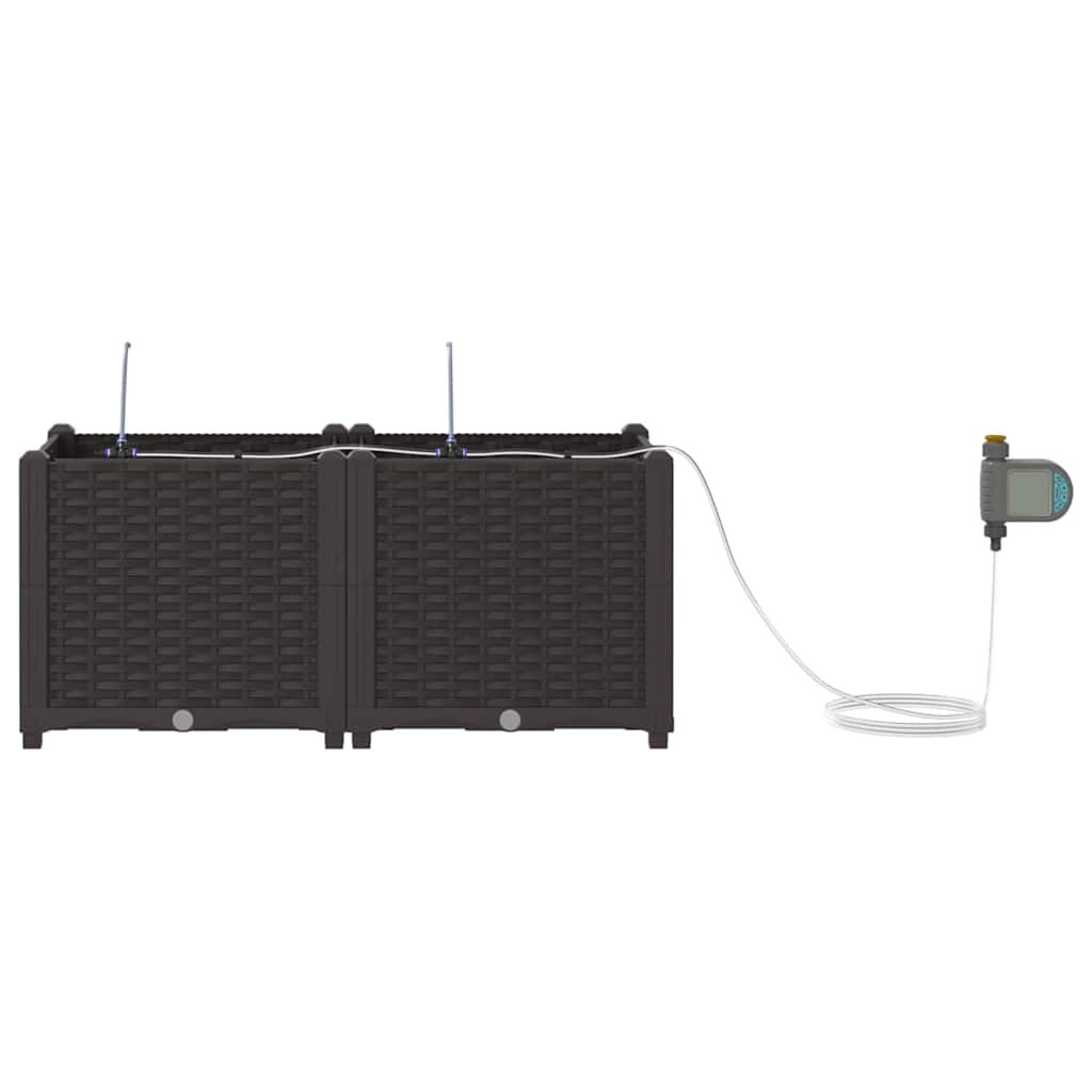 Hageblomsterpotte 2 pcs Brun 80 x 40 x 37,5 cm Plast