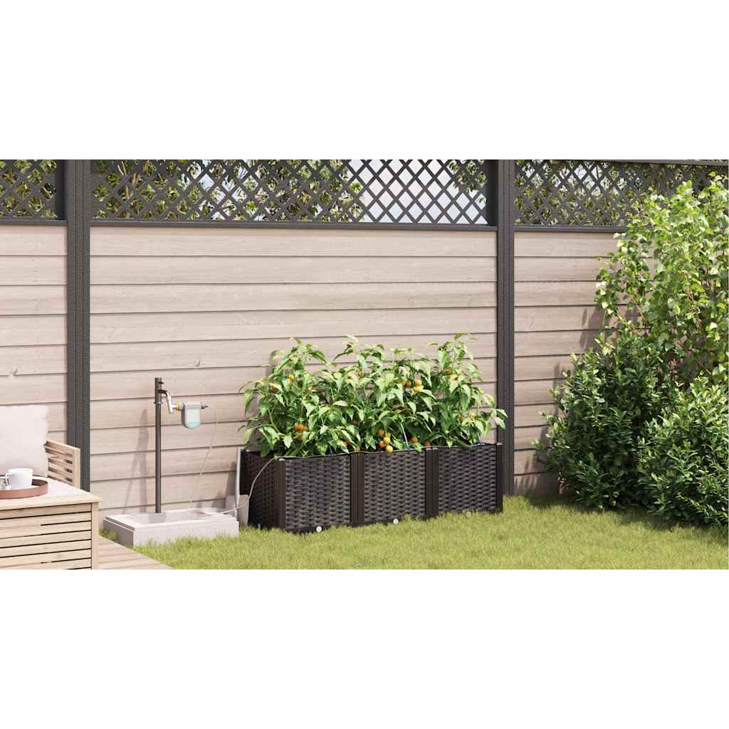 Hageblomsterpotte 3 pcs Brun 120 x 40 x 37,5 cm Plast