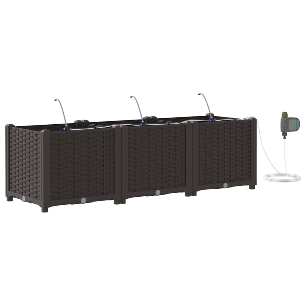 Hageblomsterpotte 3 pcs Brun 120 x 40 x 37,5 cm Plast