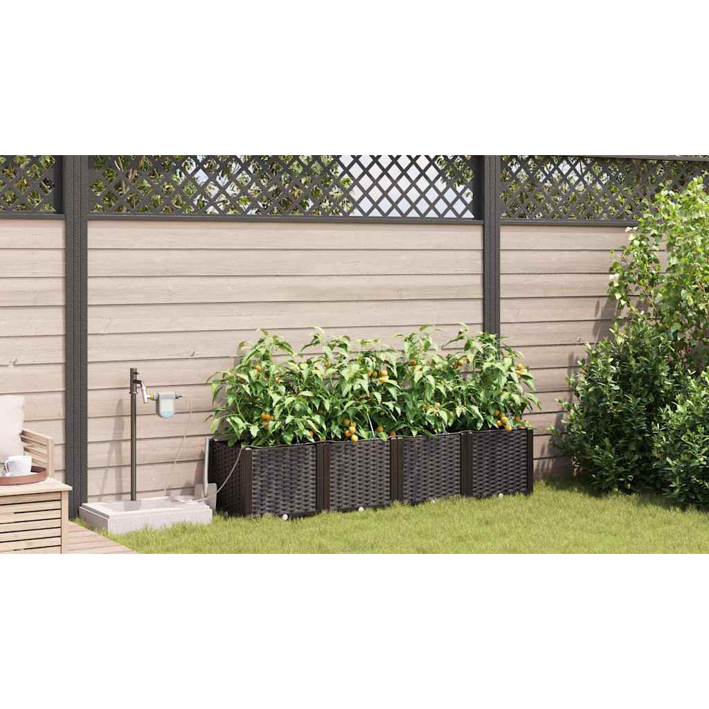 Hageblomsterpotte 4 stk. Brun 160 x 40 x 37,5 cm PP