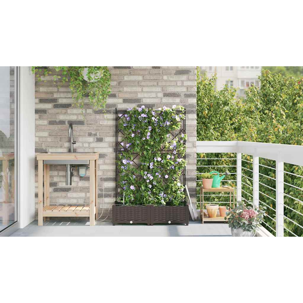 Hageblomsterpotte 2 pcs Brun 80 x 40 x 126 cm Plast