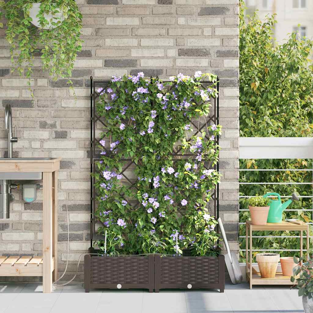 Hageblomsterpotte 2 pcs Brun 80 x 40 x 126 cm Plast
