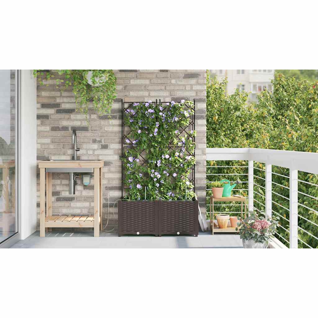 Hageblomsterpotte 2 pcs Brun 80 x 40 x 142 cm Plast