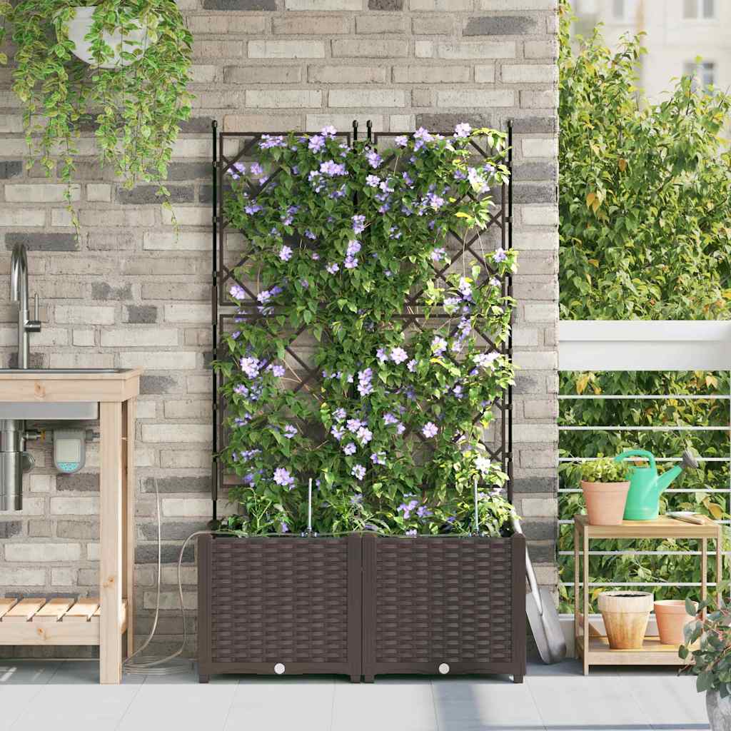 Hageblomsterpotte 2 pcs Brun 80 x 40 x 142 cm Plast