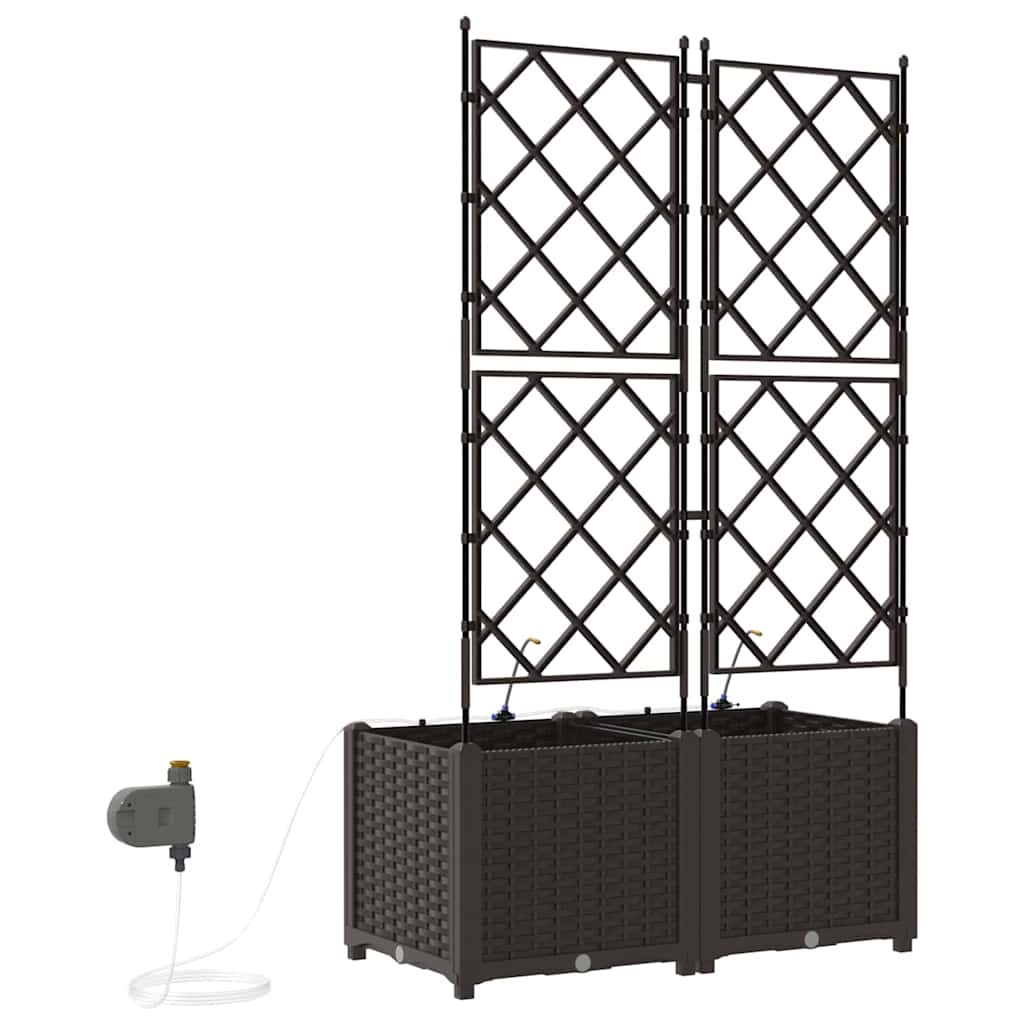 Hageblomsterpotte 2 pcs Brun 80 x 40 x 142 cm Plast