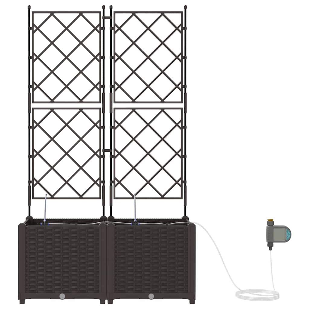 Hageblomsterpotte 2 pcs Brun 80 x 40 x 142 cm Plast