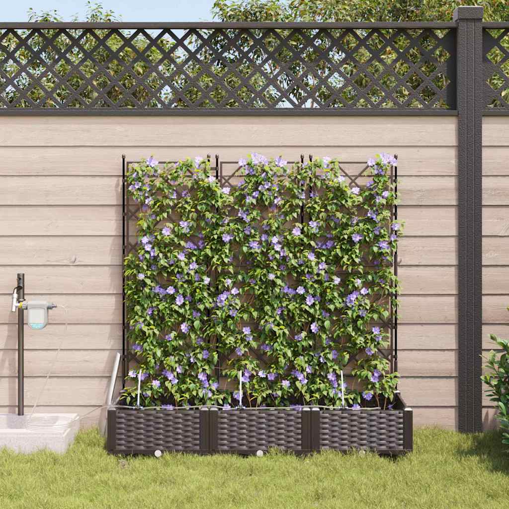Hageblomsterpotte 3 pcs Brun 120 x 40 x 126 cm Plast