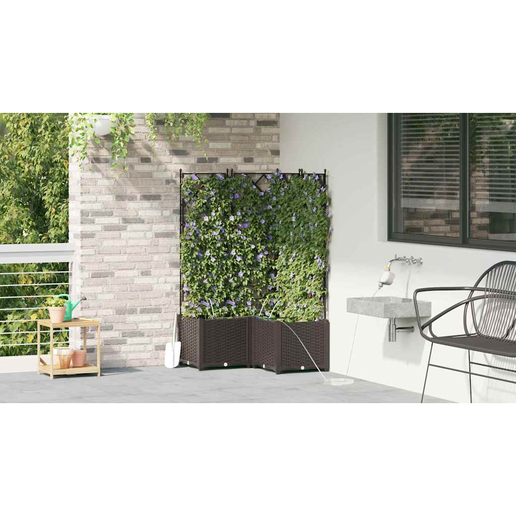 Hageblomsterpotte 3 pcs Brun 80 x 80 x 142 cm Plast