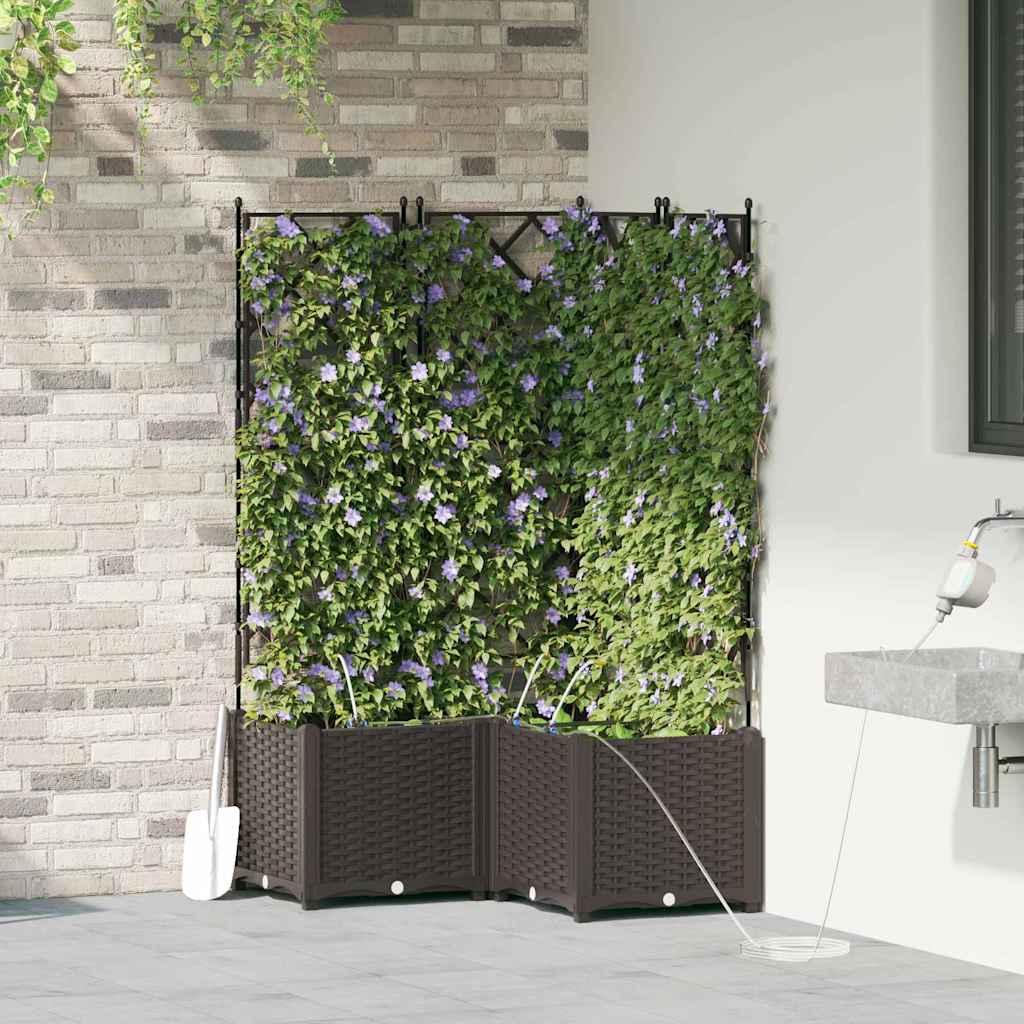 Hageblomsterpotte 3 pcs Brun 80 x 80 x 142 cm Plast