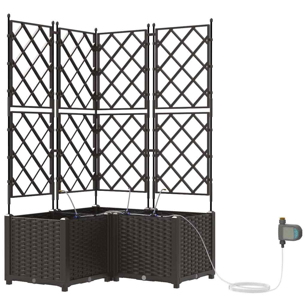 Hageblomsterpotte 3 pcs Brun 80 x 80 x 142 cm Plast