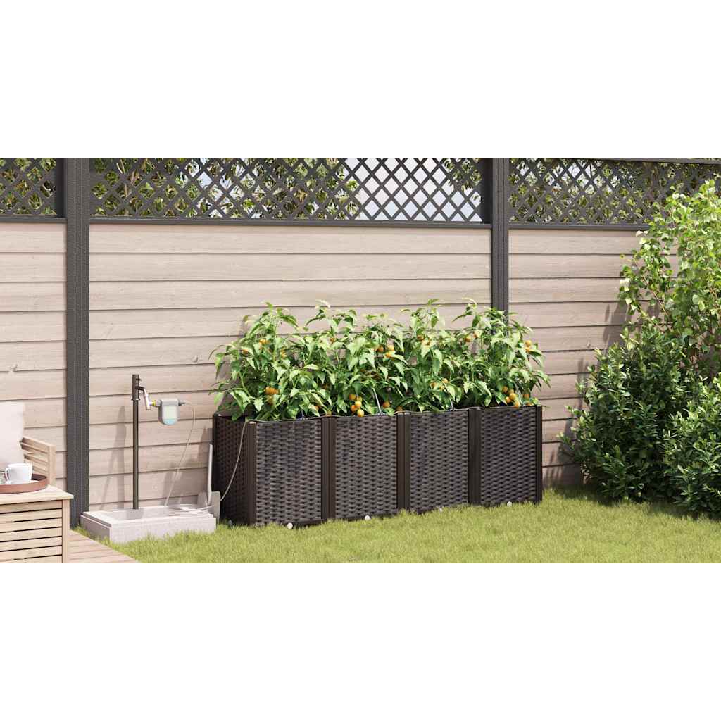 Hageblomsterpotte 4 stk. Brun 160 x 40 x 52 cm PP