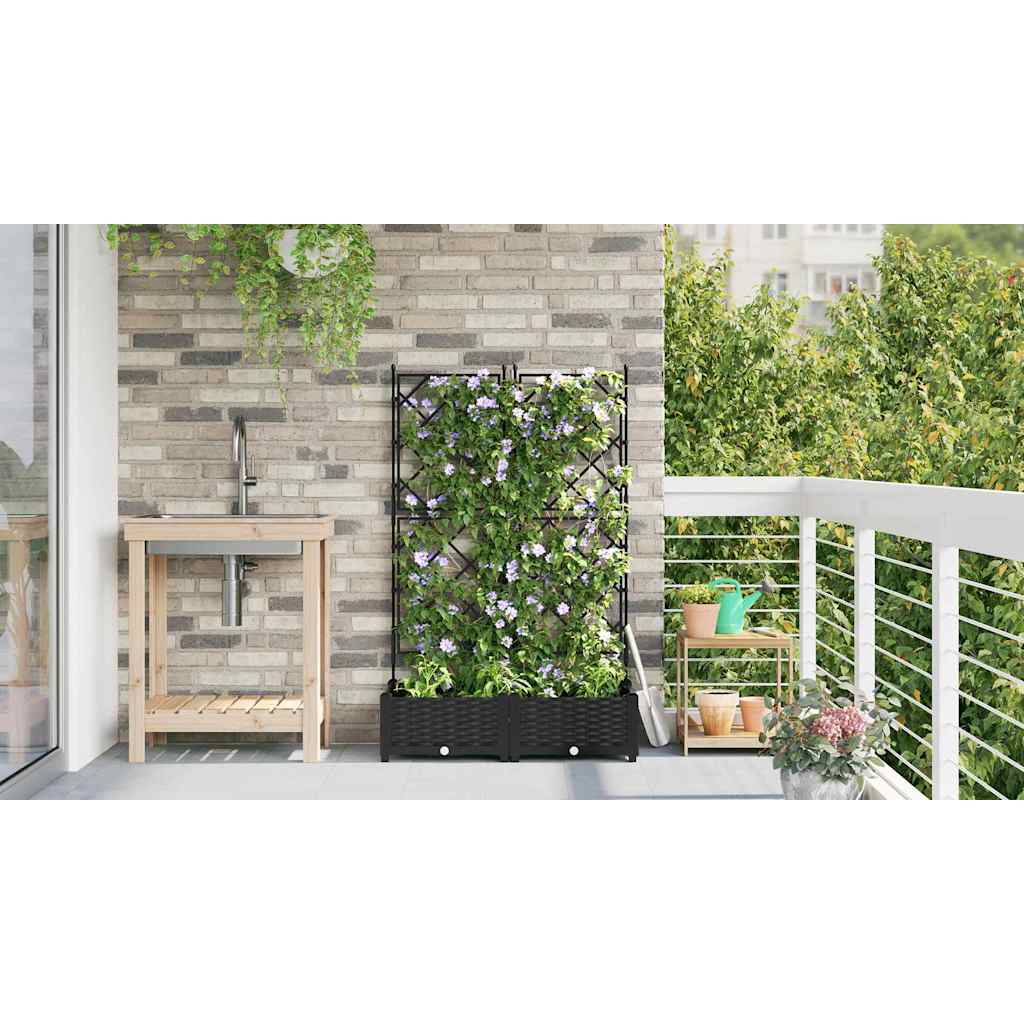 Hageblomsterpotte 2 pcs Svart 80 x 40 x 125,5 cm Plast