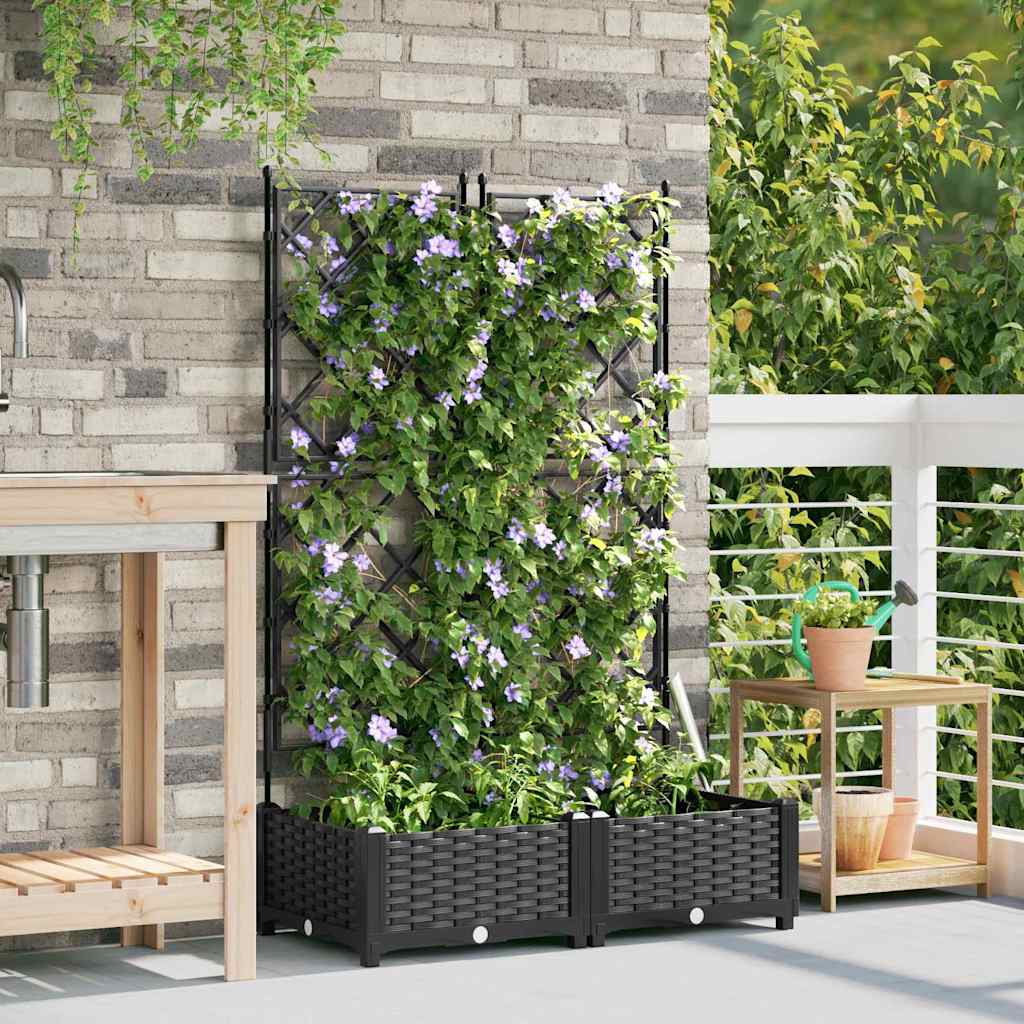 Hageblomsterpotte 2 pcs Svart 80 x 40 x 125,5 cm Plast