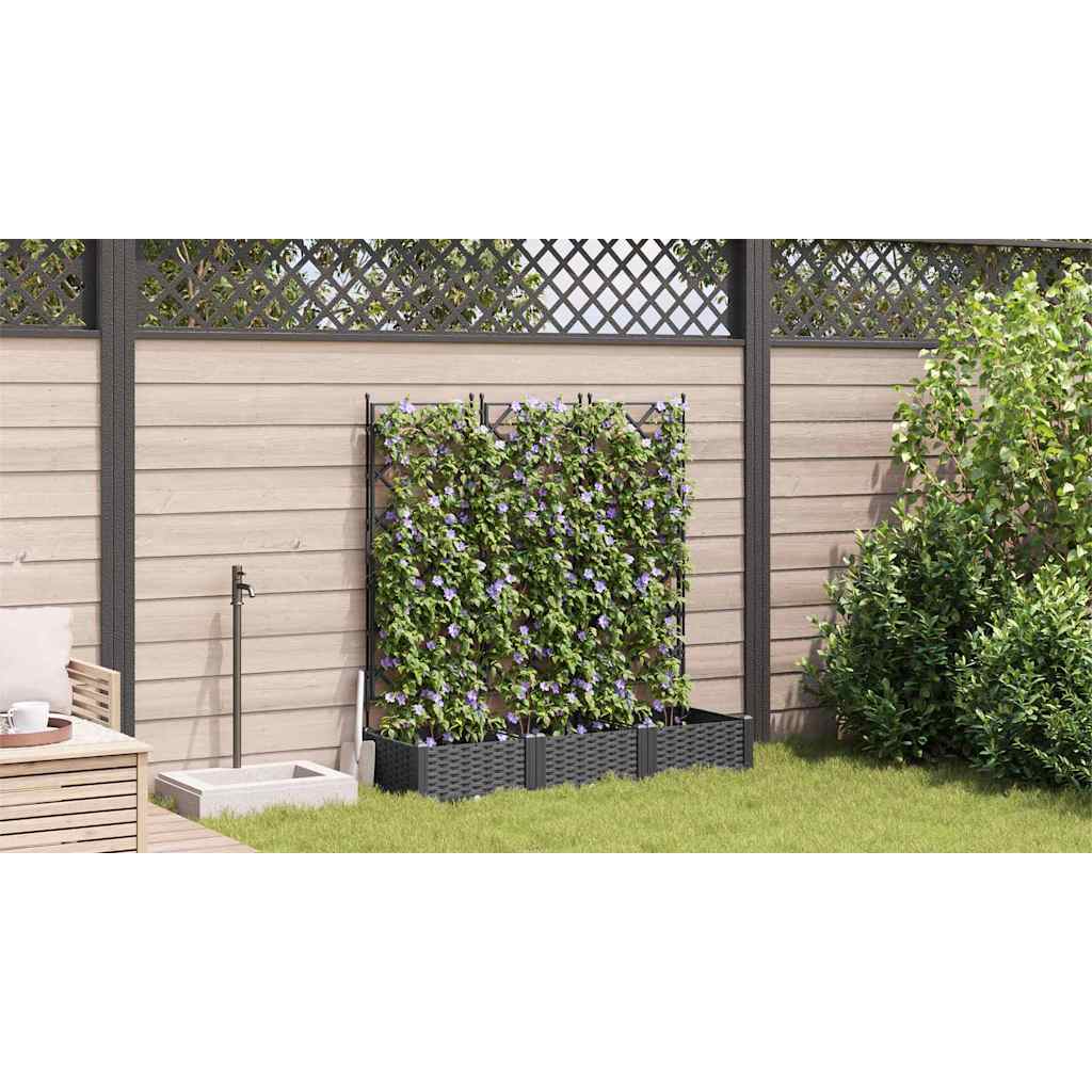 Hageblomsterpotte 3 pcs Svart 120 x 40 x 125,5 cm Plast