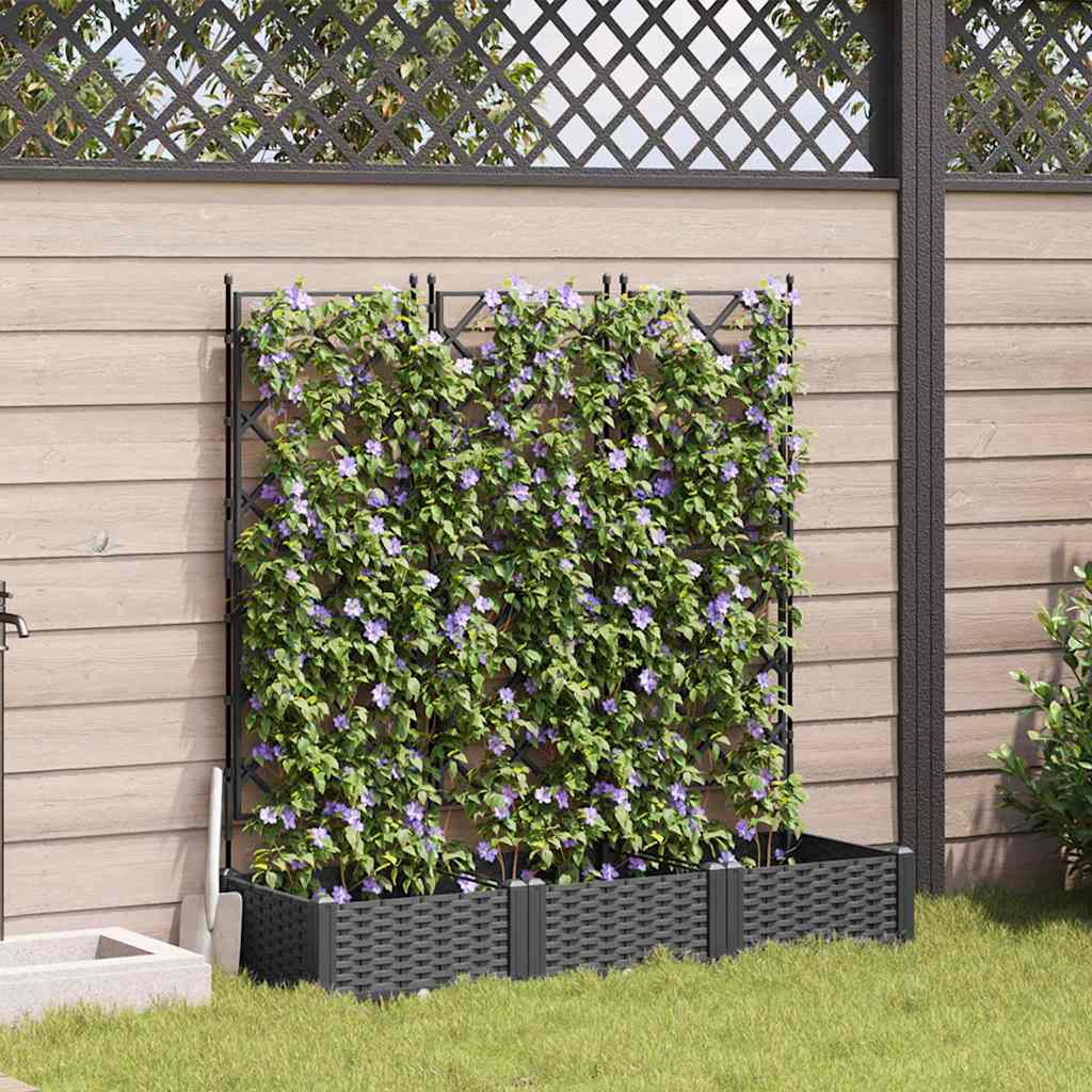 Hageblomsterpotte 3 pcs Svart 120 x 40 x 125,5 cm Plast