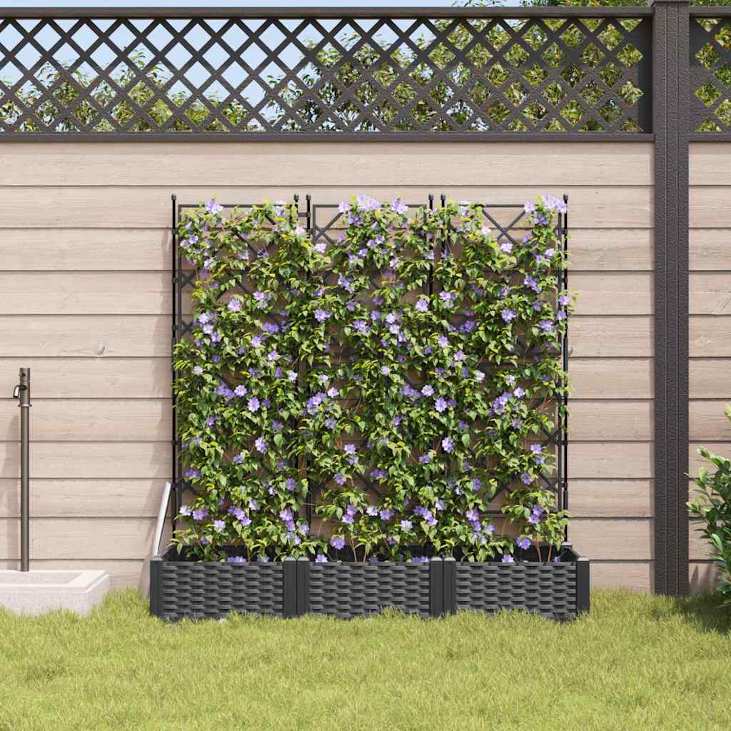 Hageblomsterpotte 3 pcs Svart 120 x 40 x 125,5 cm Plast