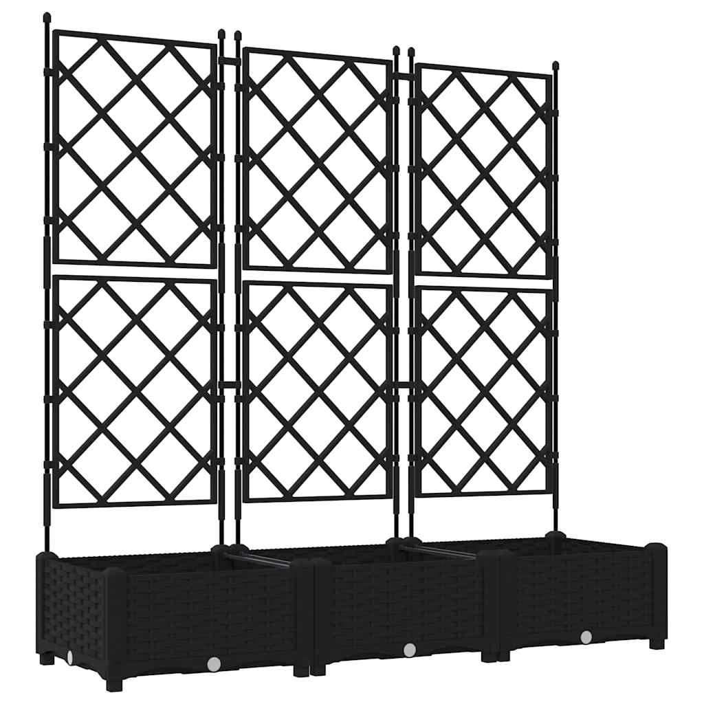 Hageblomsterpotte 3 pcs Svart 120 x 40 x 125,5 cm Plast