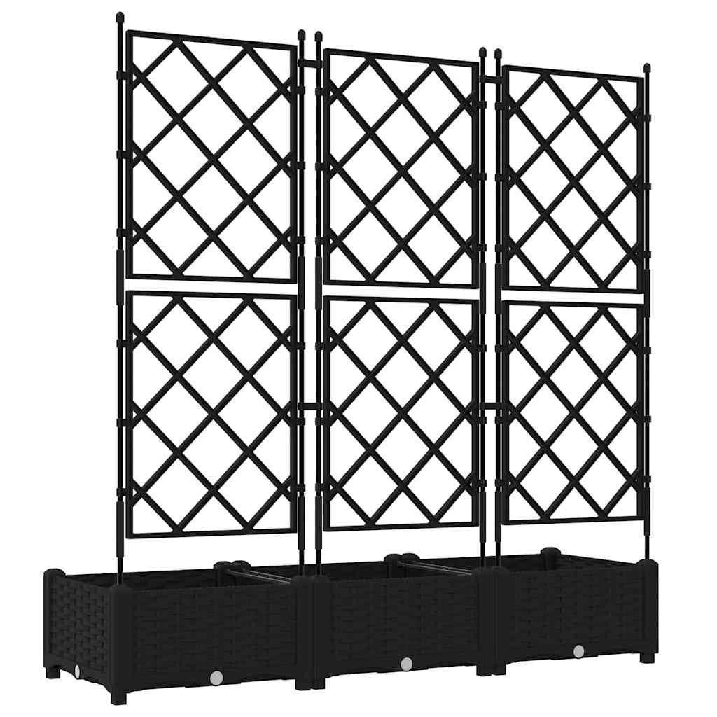 Hageblomsterpotte 3 pcs Svart 120 x 40 x 125,5 cm Plast