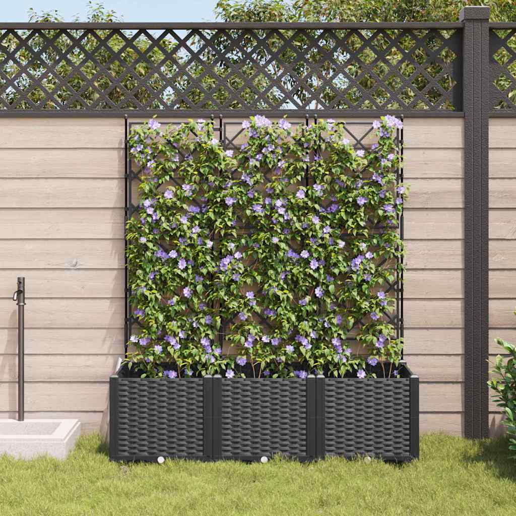 Hageblomsterpotte 3 pcs Svart 120 x 40 x 143 cm Plast