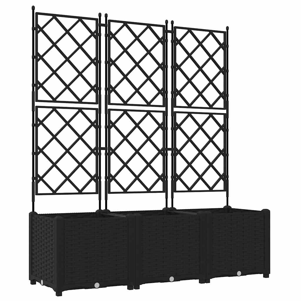 Hageblomsterpotte 3 pcs Svart 120 x 40 x 143 cm Plast
