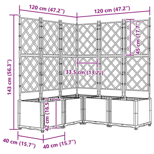 Hageblomsterpotte 5 stk. Svart 120 x 120 x 143 cm PP