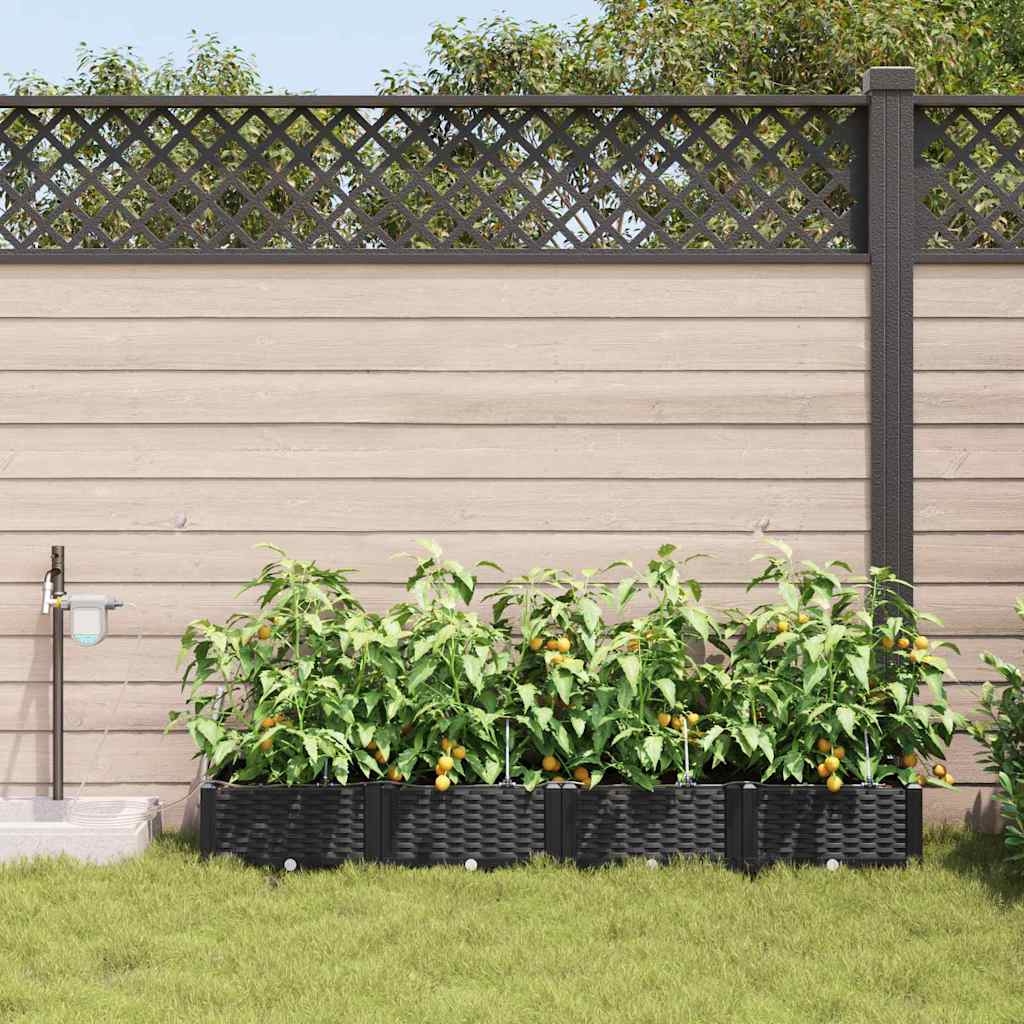 Hageblomsterpotte 4 stk. Svart 160 x 40 x 22 cm PP