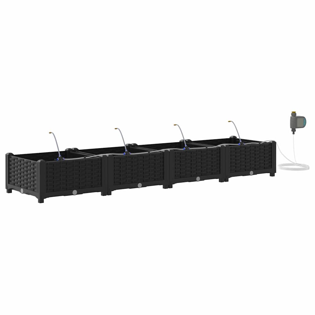 Hageblomsterpotte 4 stk. Svart 160 x 40 x 22 cm PP