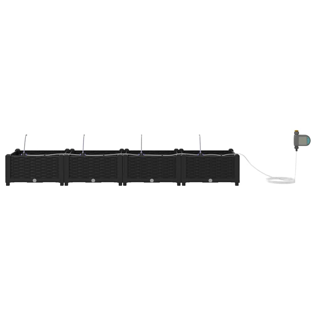 Hageblomsterpotte 4 stk. Svart 160 x 40 x 22 cm PP