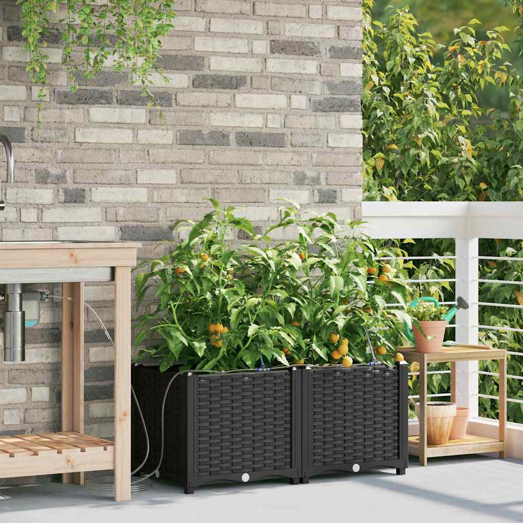 Hageblomsterpotte 2 stk. Svart 80 x 40 x 37,5 cm PP