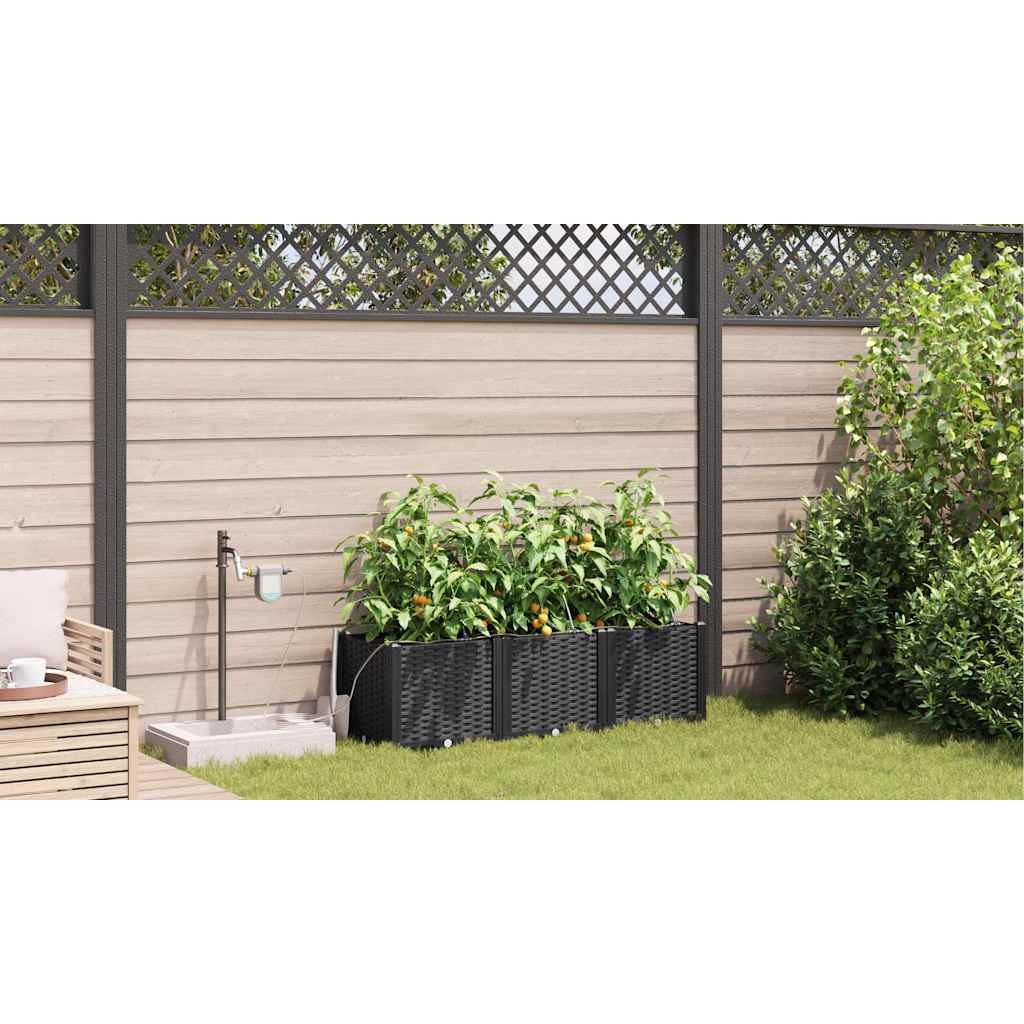 Hageblomsterpotte 3 stk. Svart 120 x 40 x 37,5 cm PP