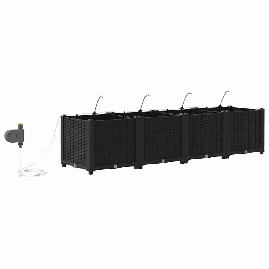 Hageblomsterpotte 4 stk. Svart 160 x 40 x 37,5 cm PP