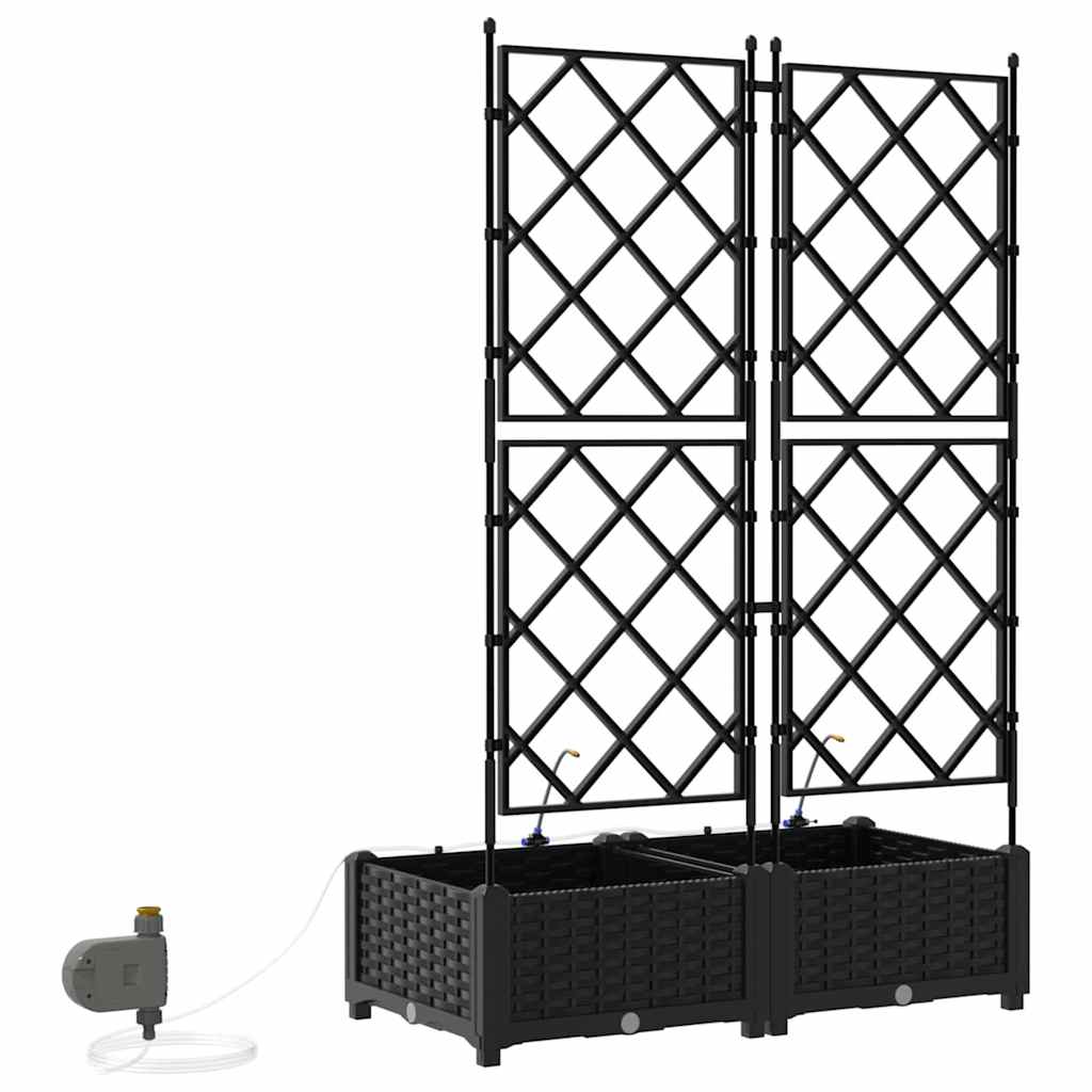 Hageblomsterpotte 2 pcs Svart 80 x 40 x 126 cm Plast