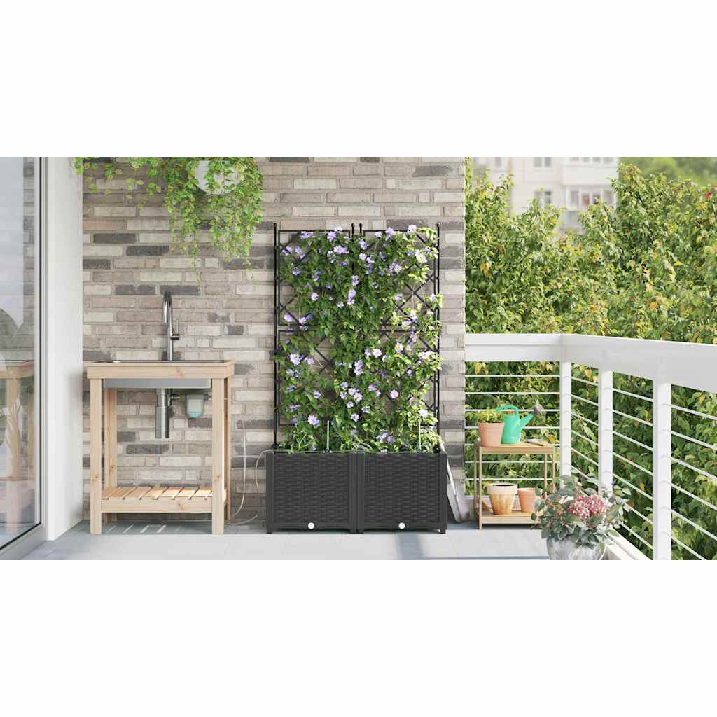 Hageblomsterpotte 2 stk. Svart 80 x 40 x 142 cm PP