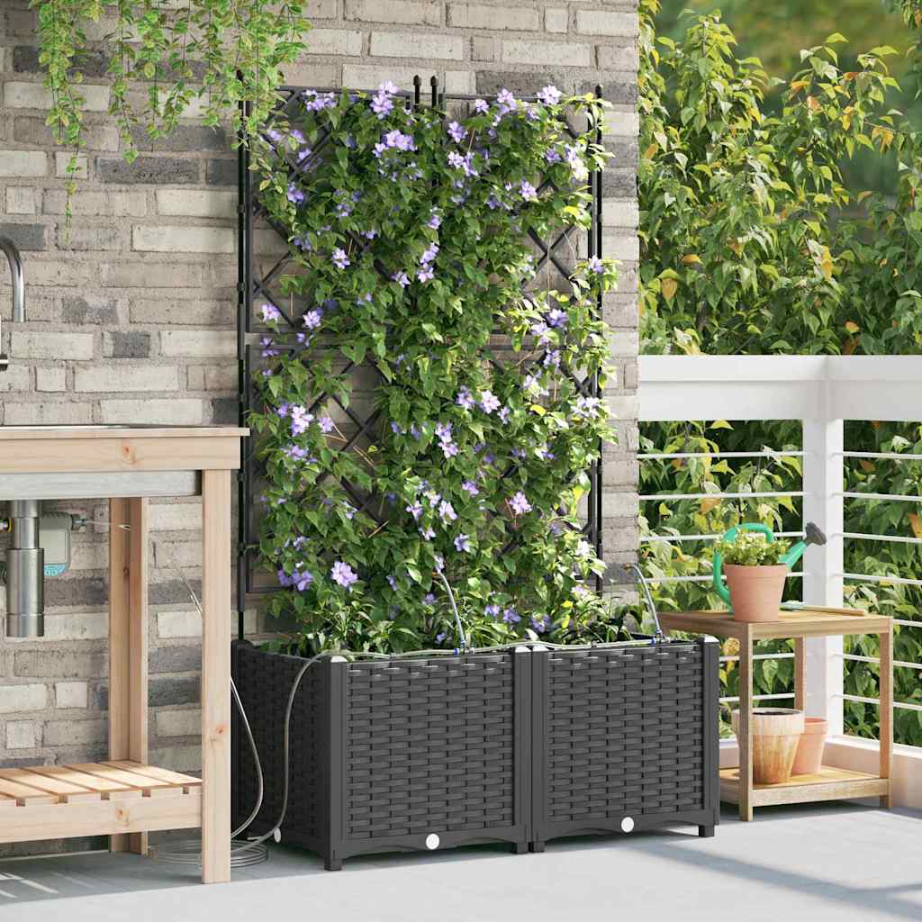 Hageblomsterpotte 2 stk. Svart 80 x 40 x 142 cm PP