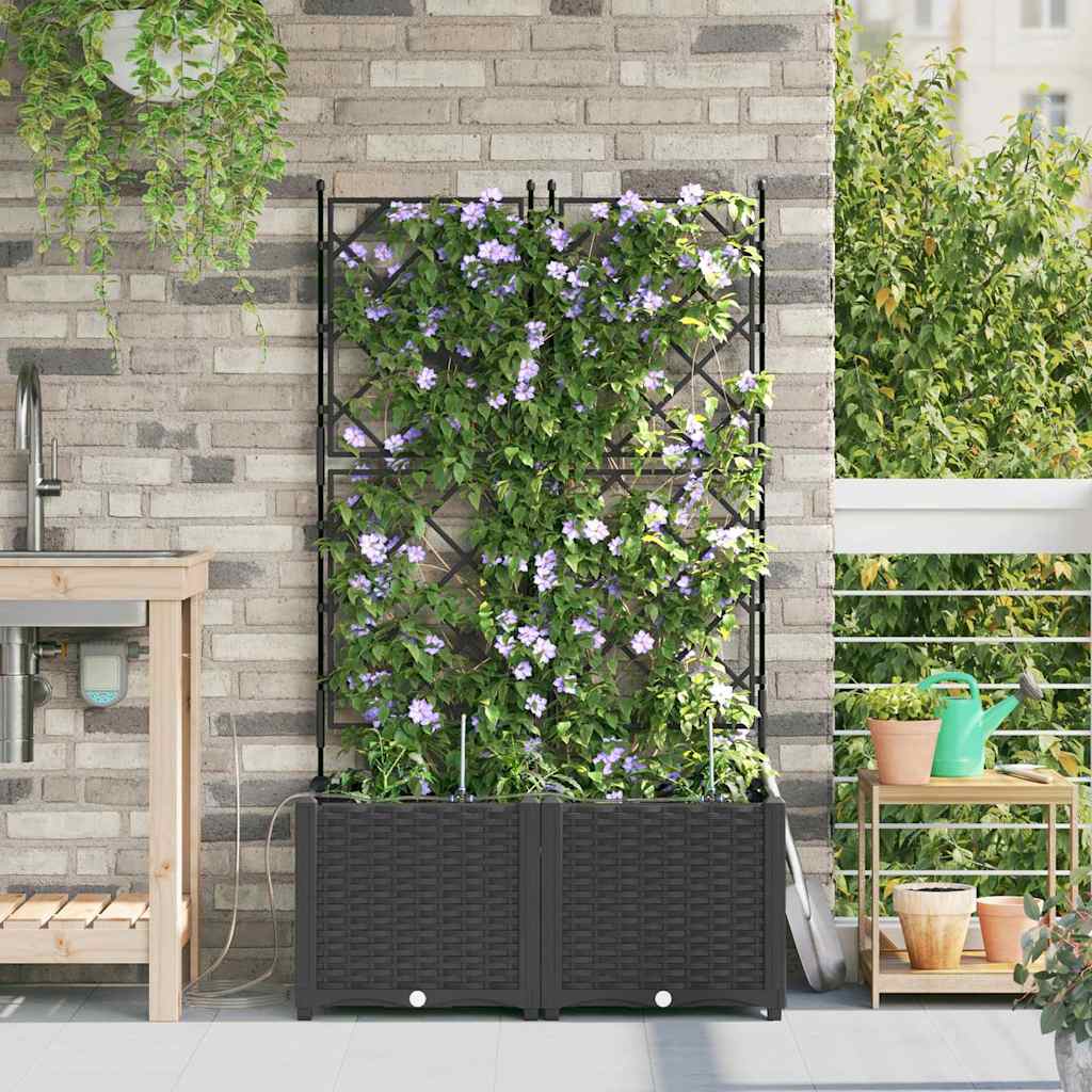 Hageblomsterpotte 2 stk. Svart 80 x 40 x 142 cm PP