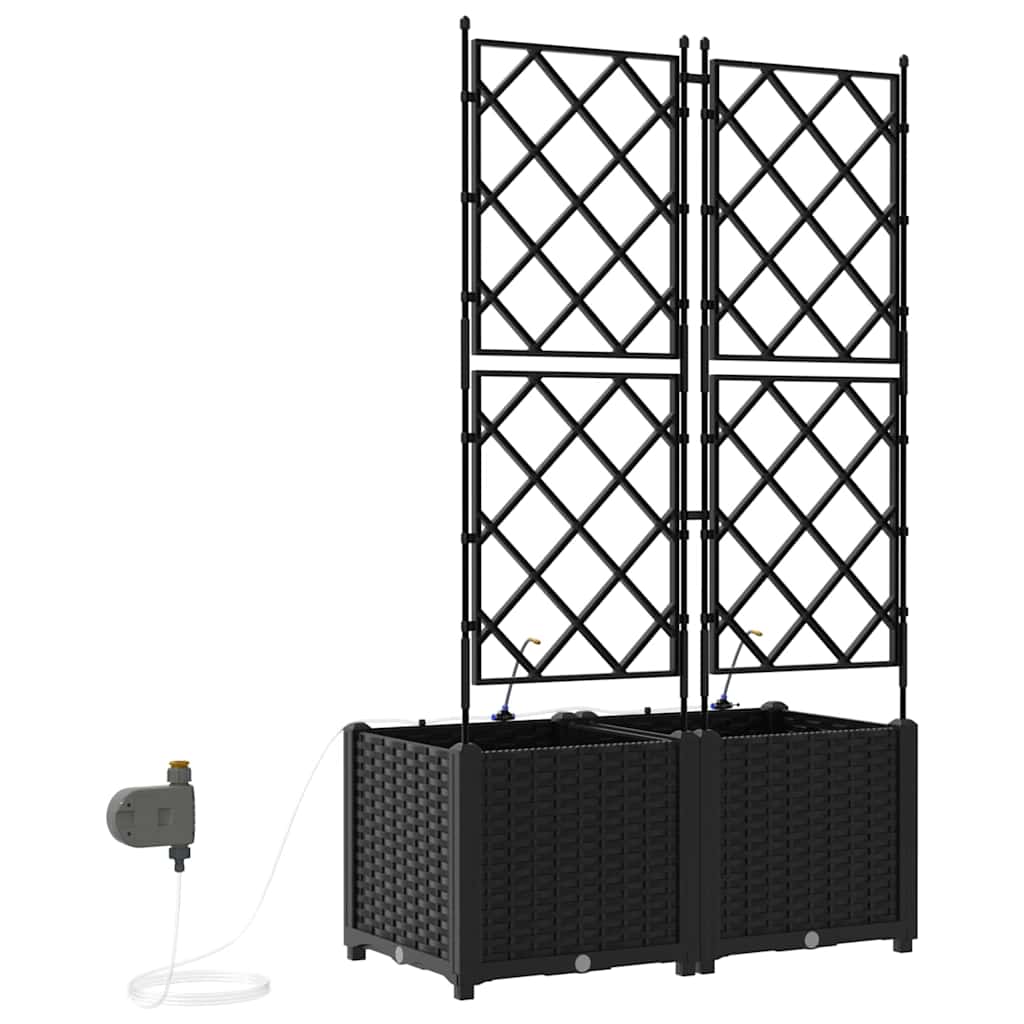 Hageblomsterpotte 2 stk. Svart 80 x 40 x 142 cm PP