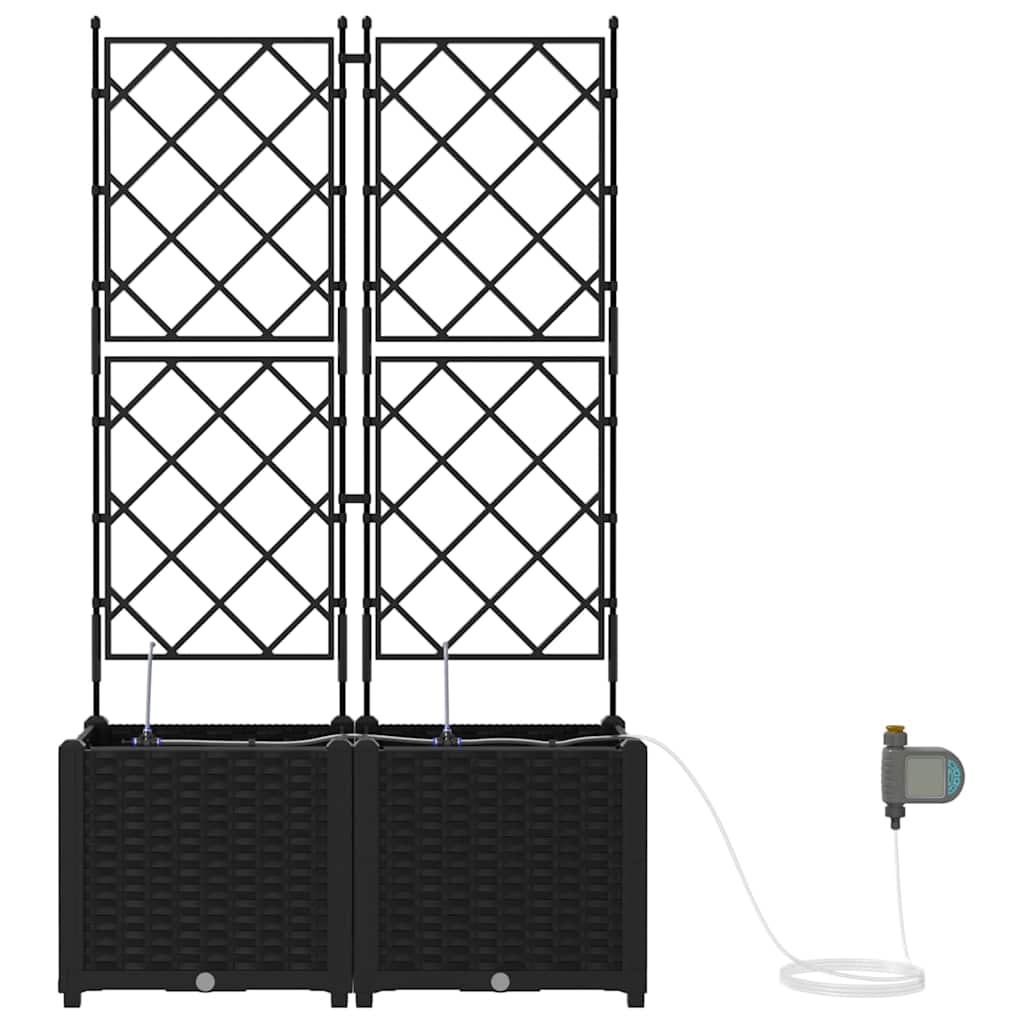 Hageblomsterpotte 2 stk. Svart 80 x 40 x 142 cm PP