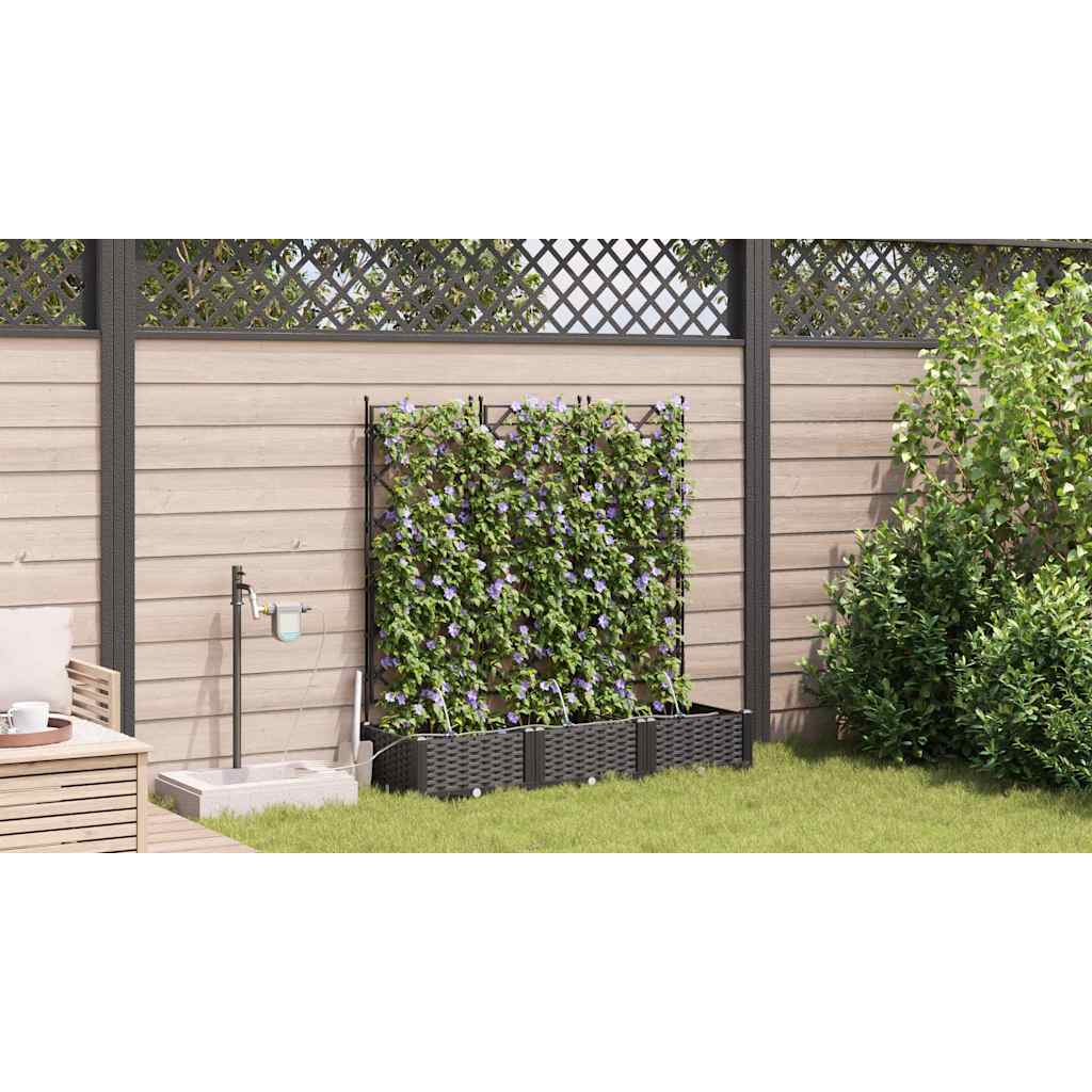 Hageblomsterpotte 3 pcs Svart 120 x 40 x 126 cm Plast