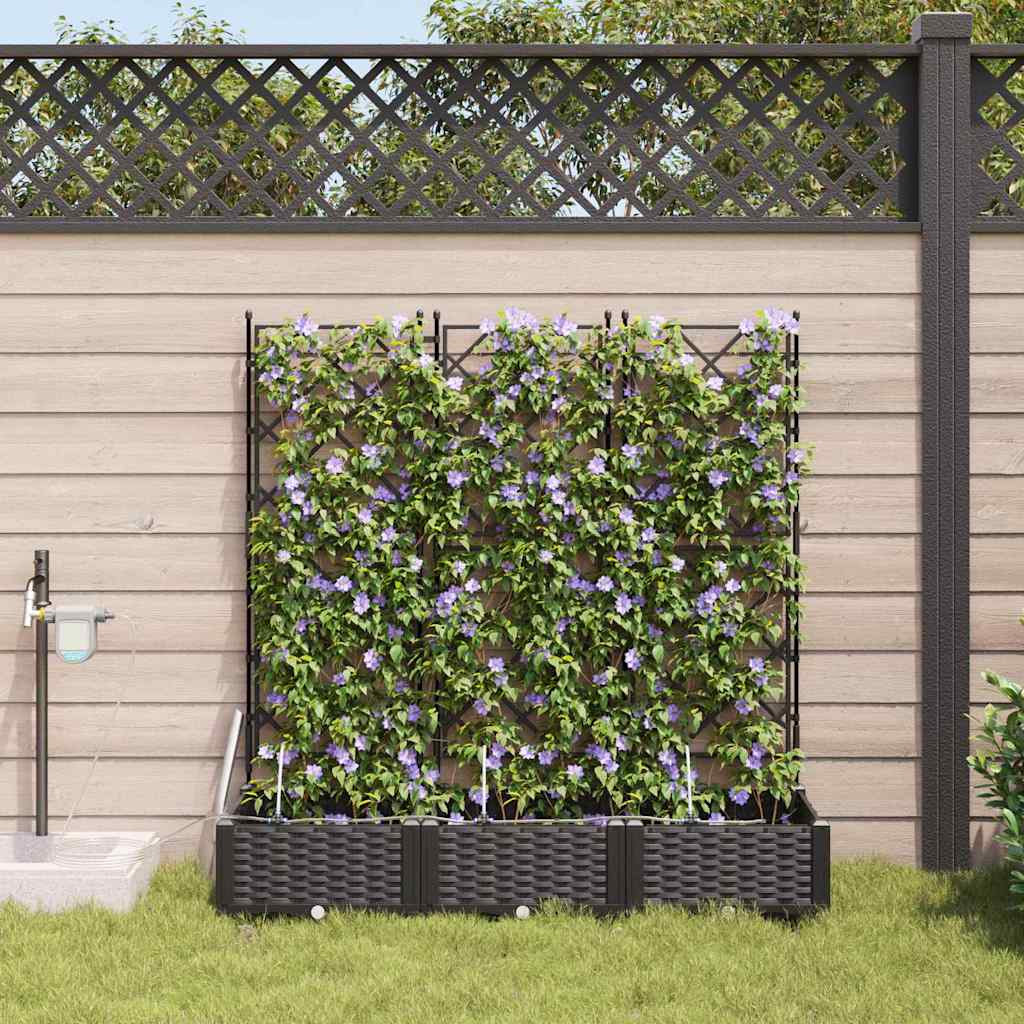 Hageblomsterpotte 3 pcs Svart 120 x 40 x 126 cm Plast