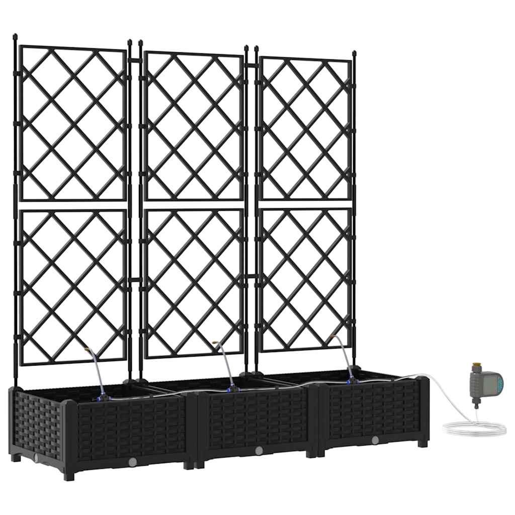 Hageblomsterpotte 3 pcs Svart 120 x 40 x 126 cm Plast