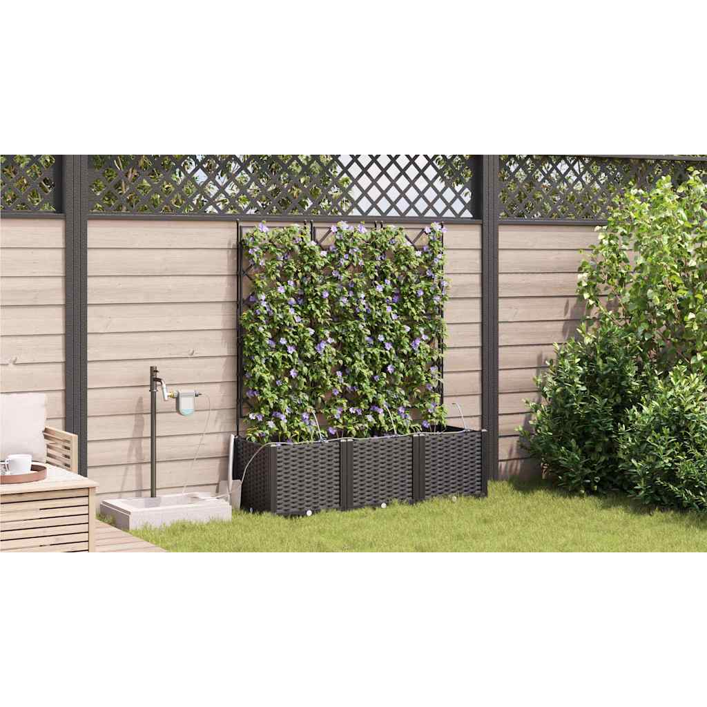 Hageblomsterpotte 3 pcs Svart 120 x 40 x 142 cm Plast