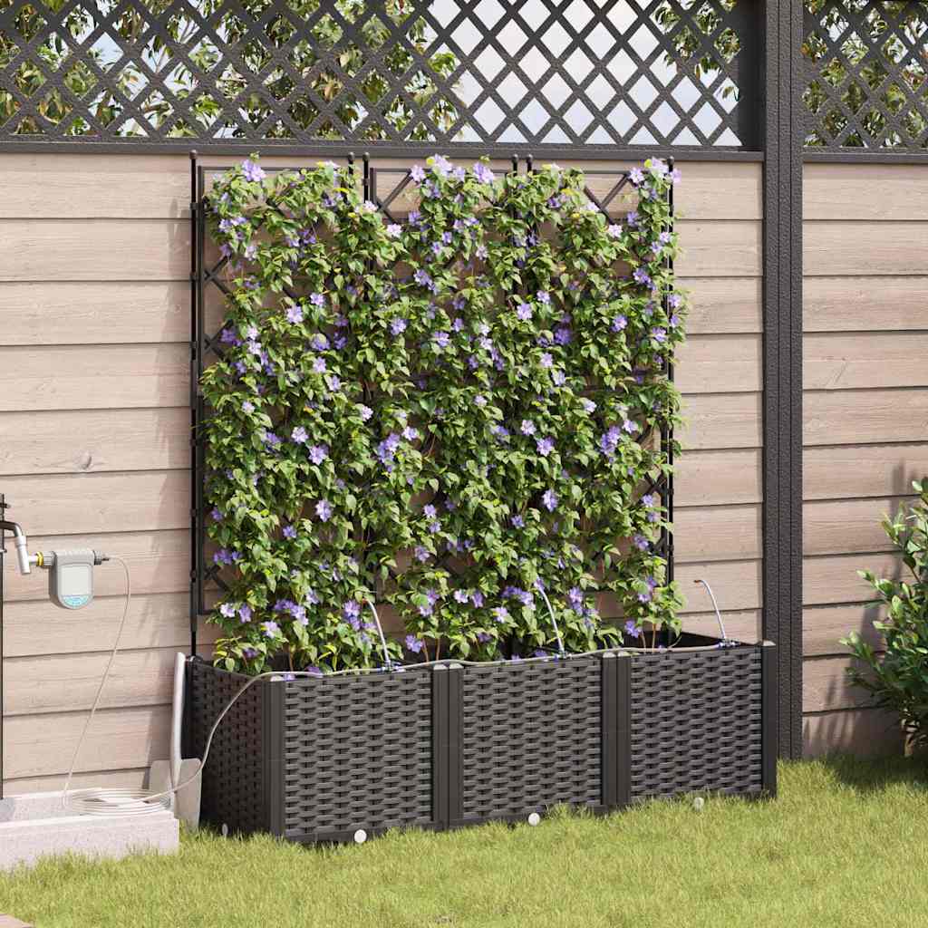Hageblomsterpotte 3 pcs Svart 120 x 40 x 142 cm Plast