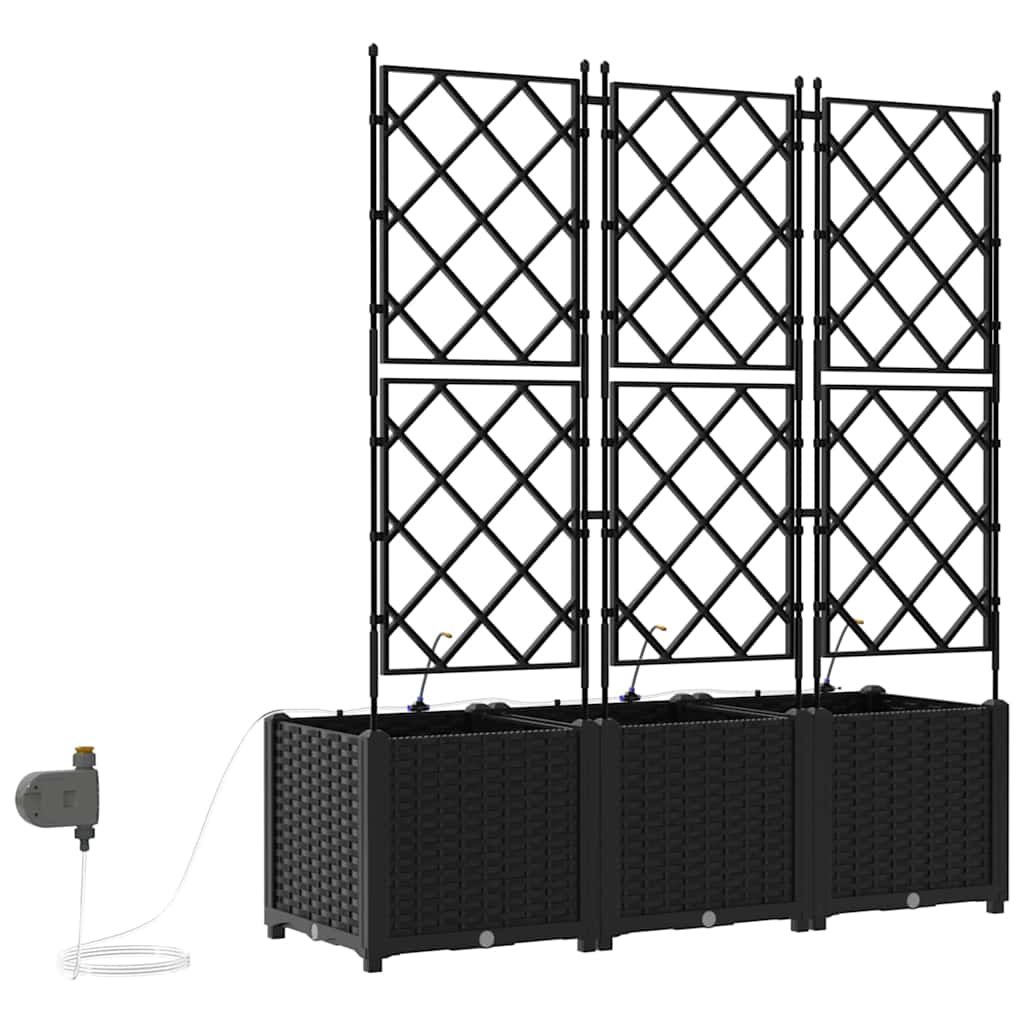 Hageblomsterpotte 3 pcs Svart 120 x 40 x 142 cm Plast