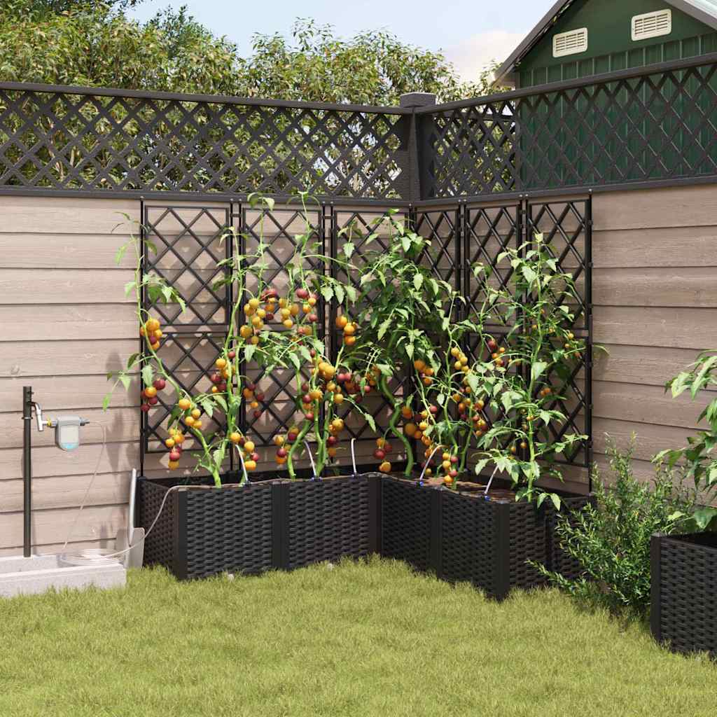 Hageblomsterpotte 5 pcs Svart 120 x 120 x 142 cm Plast