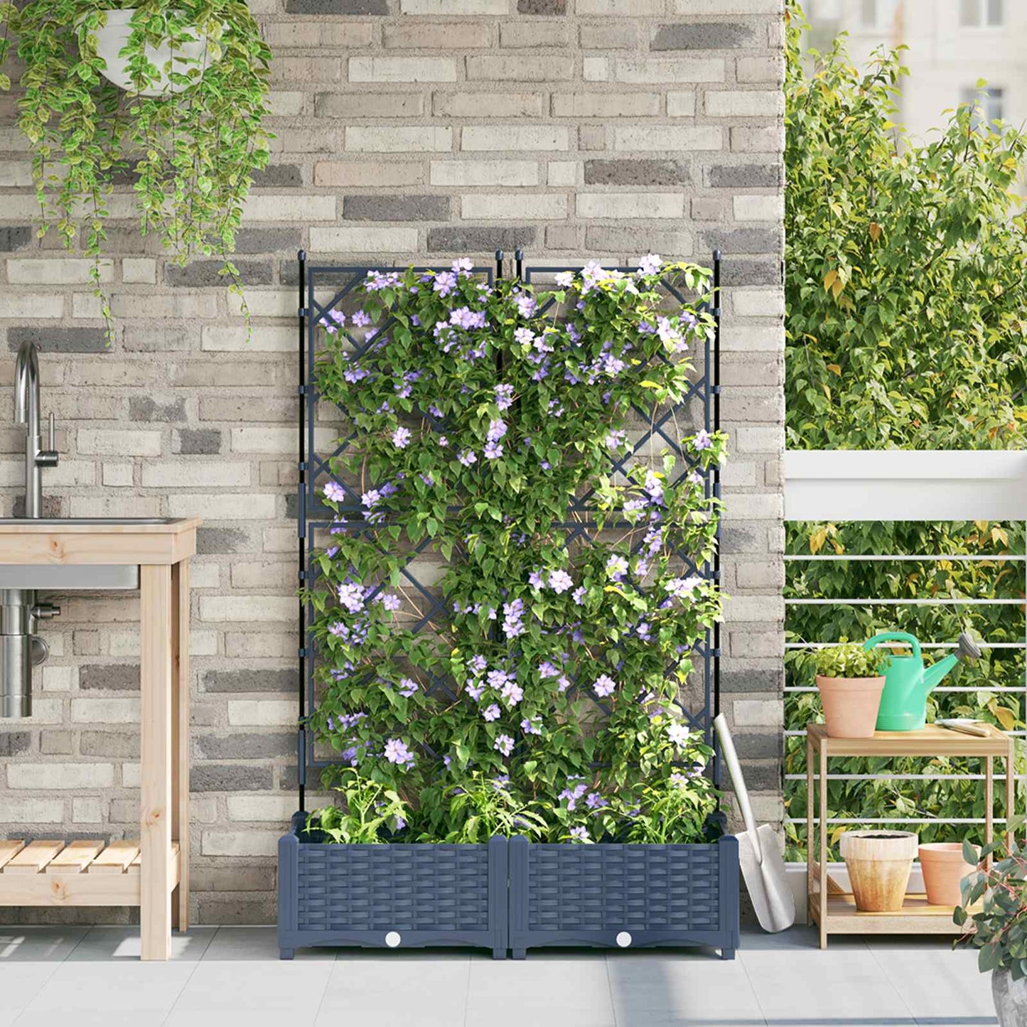 Hageblomsterpotte 2 stk. Grå 80 x 40 x 125,5 cm PP