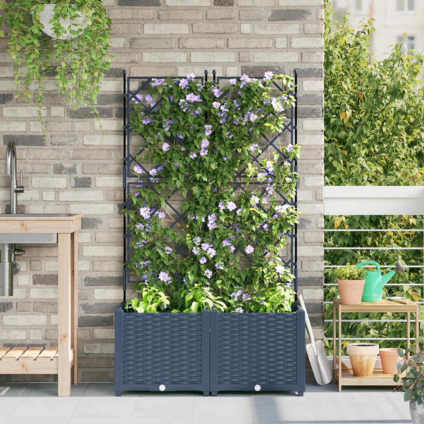 Hageblomsterpotte 2 stk. Grå 80 x 40 x 143 cm PP