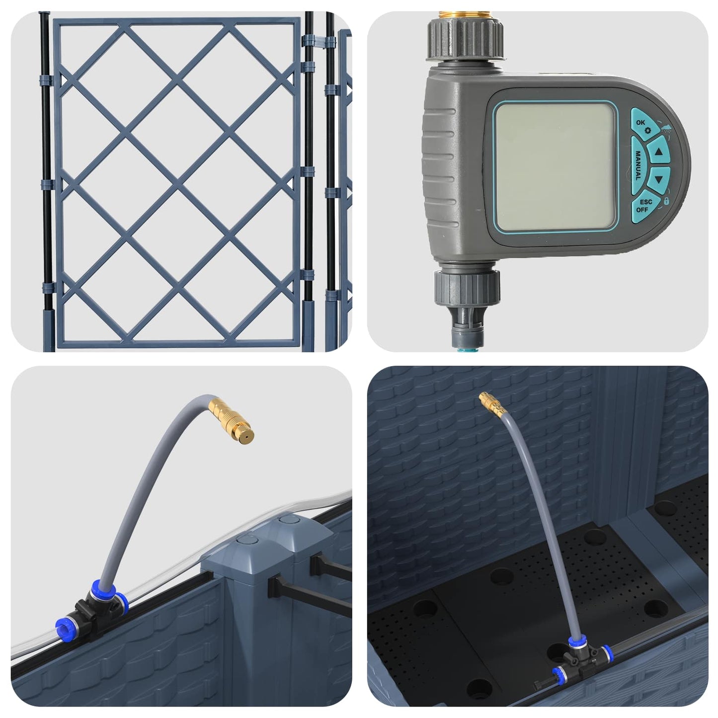 Hageblomsterpotte 3 stk. Grå 80 x 80 x 142 cm PP